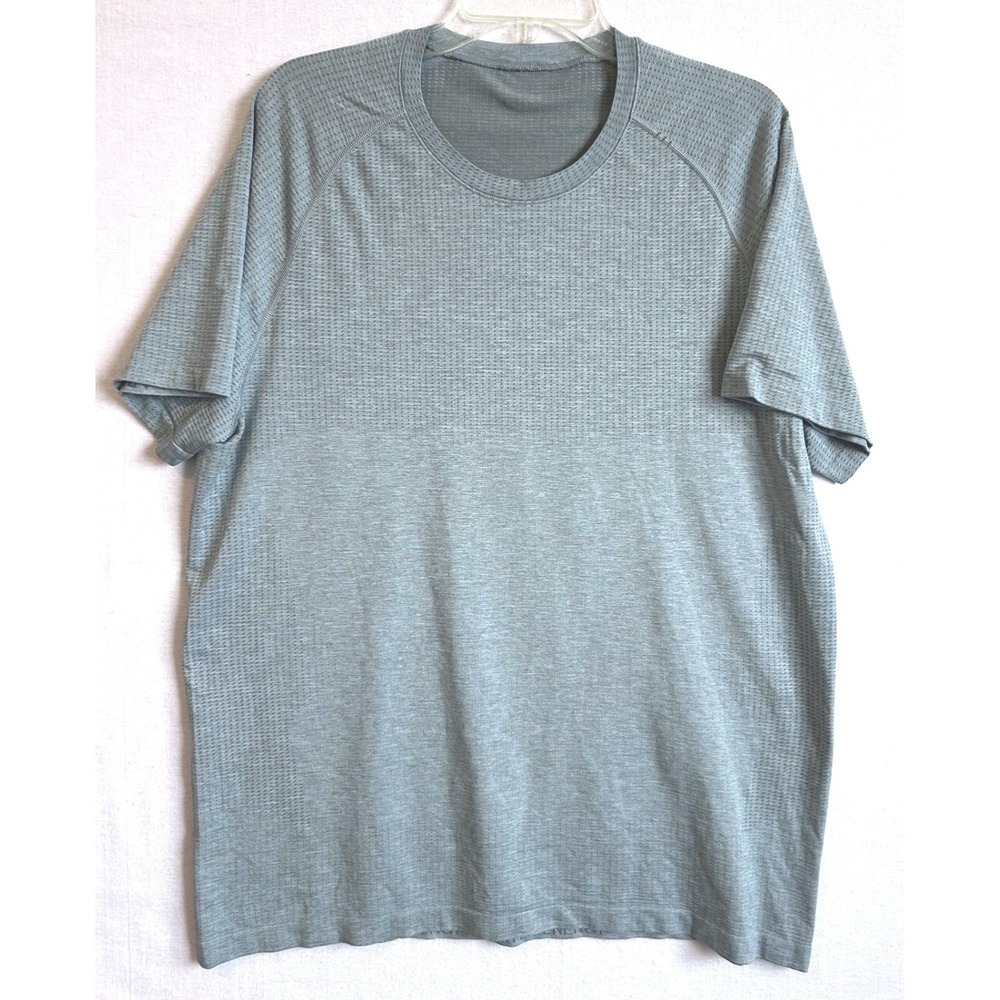 Lululemon Blue Metal Vent Tech "Energy Creates Energy" Short‎ Sleeve SZ XL